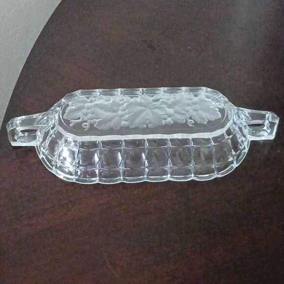 Oval glass dish with handle /jewerly dish /sauce dish - Picture 5 of 7